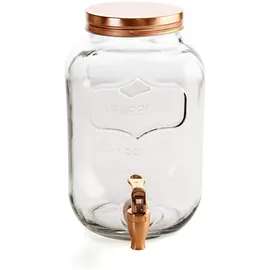 Quid Hábitat Getränkespender mit Armatur, Relief, Glas, Kupfer, 3 Liter Nachrichten 3L kupfer