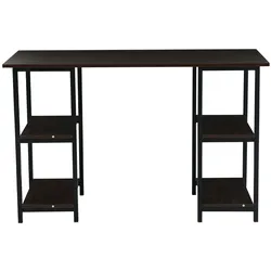 SVITA STUDIO Schreibtisch Regal Nussbaum-Optik schwarze Metall-Beine