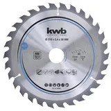 KWB Kreissägeblatt 210 x 30 mm - Schneller Schnitt, geeignet für Weich- und Hartholz, Tischlerplatten und Spanplatten