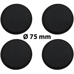 4 x Ø 75 mm Polymere Aufkleber / Schwarz / Nabenkappen, Felgendeckel