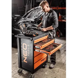 Neo Tools Werkstattwagen Stahl 6 Schubladen Schwarz/Orange bestückt