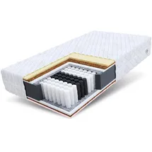 Fdm Taschenfederkernmatratze, Weiß, Textil, H2 + H3, Füllung: Taschenfederkern summer 7 Zonen H4 29 cm Kokos Visco Latex Polyurethanschaum silver