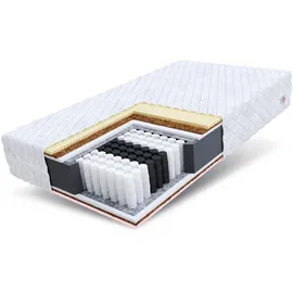 Fdm Taschenfederkernmatratze, Weiß, Textil, H2 + H3, Füllung: Taschenfederkern summer 7 Zonen H4 29 cm Kokos Visco Latex Polyurethanschaum silver