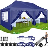 HOTEEL Faltpavillon 3x6 Pavillon Wasserdicht Stabil Partyzelt Faltbar, Faltzelt Mit 6 Seitenwänden & Rolltasche & 4 Sandsäcken, Einfacher Aufbau für Hochzeiten,Gewerbe,Partys, UV50+ Schutz, Dunkelblau