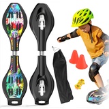 GHBXJX Profi Waveboard Kinder ab 10 Jahre mit ABEC-7, Street Surfing Waveboards Erwachsene, Snakeboard mit Anti-Rutsch Noppen, Skateboard für Mädchen und Junge, Bis 100kg, inkl. Tasche,Cyberbird