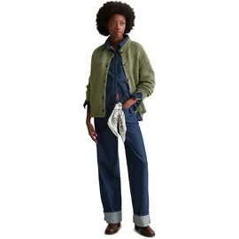 Marc O'Polo DENIM "aus kuscheligem Schurwolle-Alpaka-Mix", Damen, Gr. L, medium grün melange, Obermaterial: 60% Schurwolle, 16% Polyamid, 12% Polyacryl, 12% Alpaka, unifarben, relaxed fit, Rundhals, Rippbündchen, Strickjacken