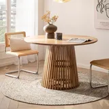 Wohnling Esszimmertisch 120 cm Akazie Massivholz Esstisch Küchentisch Rund Klein - Braun