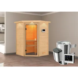 Karibu Antonia inkl. 3,6 kW Plug&Play Ofen inkl. Steuergerät Easy + Dachkranz