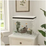 PawHut Aquarium 41 Liter Glas-Filtersystem, LED-Lichter, Wasserpumpe, Kompaktes Aquarium für Verschiedene Fischarten, Weiß