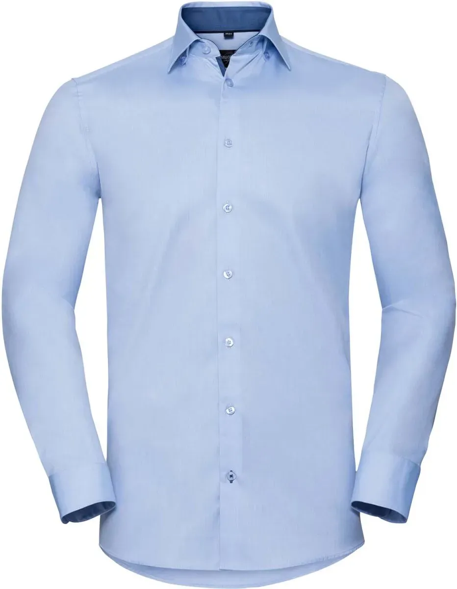 Russell Herren Herringbone Kontrast Hemd langarm R-964M-0 light blue/mid blue/bright navy S (37/38)