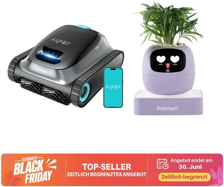 Smart Robot Bundle: Aiper Scuba S1 Poolreinigungsroboter, 270 Min Laufzeit, 11 Sensoren, Smart App-Steuerung + Ivy AI Emoji Pflanzroboter (Lila)
