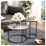 Vicco Couchtisch-Set Ottawa Weiß Marmor-Optik 2 Teile