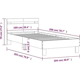 vidaXL Bettgestell 100 x 200 cm Braun