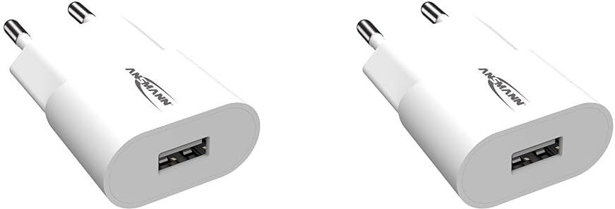 ANSMANN USB Ladegerät 5W 1A, Traveller USB Power Adapter/Netzteil besonders geeignet für Apple iPhone, Samsung Galaxy, Huawei, Xiaomi, Tablet, GoPro, e-Book Reader, etc, único (Packung mit 2)