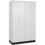 C+P Spind Classic PLUS, Sockel, 4 Abteile, HxBxT 195x120x50cm, Zylinderschloss, Verkehrsweiß von PROREGAL