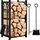 luxuskollektion Kaminholzregal mit 4 Kaminwerkzeugen 72 x 46 x 30 cm Schwarz