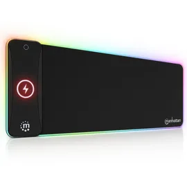 Manhattan XXL RGB LED Gaming Mauspad mit kabellosem Induktionsladegerät 10 W 425513 Schwarz