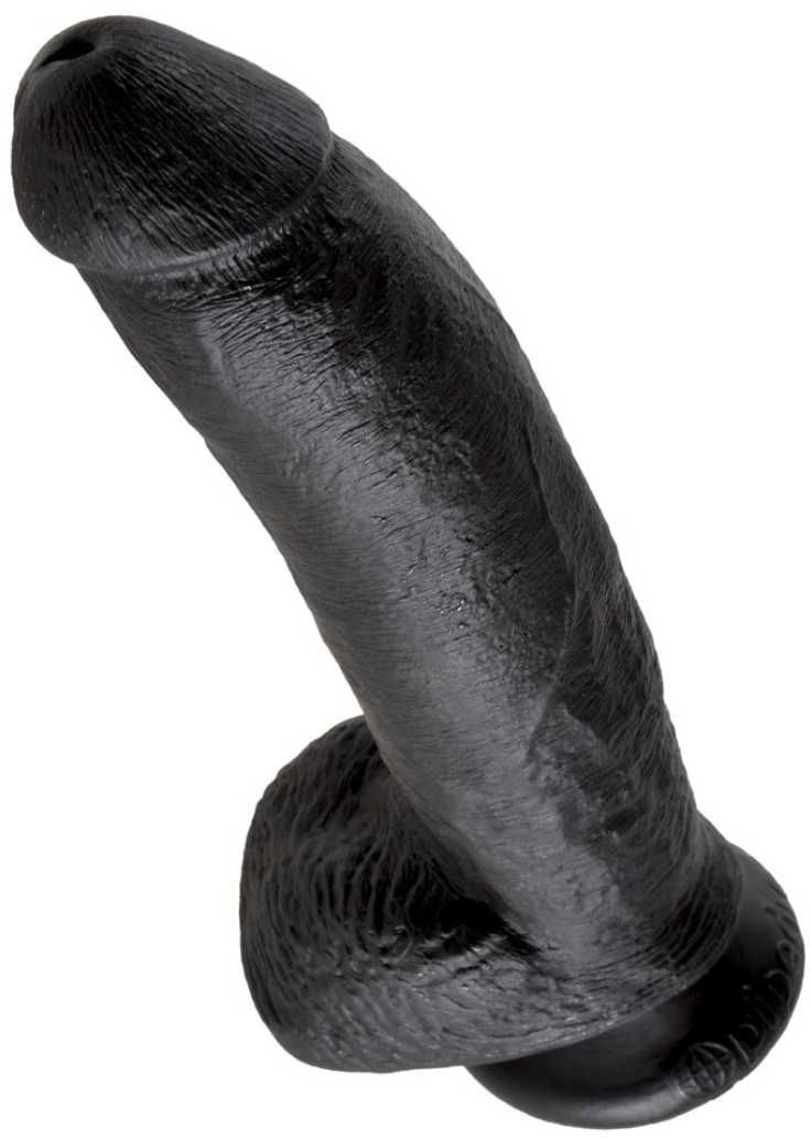 Naturdildo mit stabilem Saugfuß und Hoden 1 St schwarz