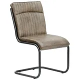 Massivmoebel24 Freischwinger Echtleder 52x62x89 grau iron label 04