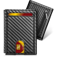 UNOSEKS Portmonee Herren,Mini Geldbörse Herren Bifold, Slim Wallet mit Münzfach,Kreditkartenetui Herren für 4 Karten, Herren-Geldbörsen mit RFID Schutz(Kohlefaser)