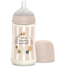 Suavinex Suavinex, 270 ml Babyflasche, SX Pro Silikon-Sauger, Antikolik-Ventil. Flasche mit mittlerem Fluss-Sauger (M). Babys +0 Monate. Wonderland, Rosa