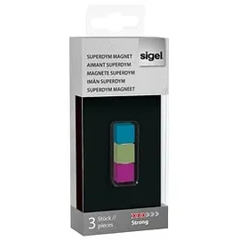 Sigel C5 "Strong" Magnete farbsortiert, Metall 1,1 x 1,1 x 1,1 cm, 3 St.