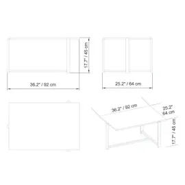 Asir Skye Decor, Merideths- Merideths HDL, Gold,Weiß, Couchtische, 45x92x64 cm, 100% Melaminbeschichtete Partikelplatte