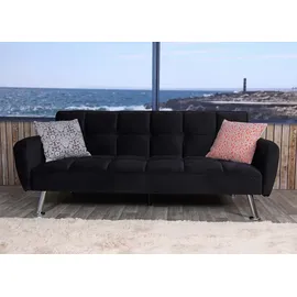 Mendler Sofa HWC-K19, Couch Schlafsofa Gästebett Bettsofa Klappsofa, Nosagfederung Schlaffunktion 203cm - Samt schwarz