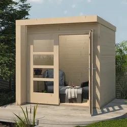 Gartenhaus WEKA "Design 262", beige (naturbelassen), Fußboden im Gartenhaus, ohne Dacheindeckung, Holz, Gartenhäuser