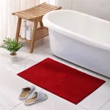 Odot Chenille Badematte, Super Saugfähiger WeicherBad-Teppiche Anti-Rutsch Bequeme Waschbarer Badteppich Flauschiger Badezimmerteppich (40x60cm,Weinrot)