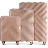 WITTCHEN GL Style Line | Reisekoffer Set 3er Koffer-Set Rollkoffer Trolley Handgepäck Hartschale aus Polycarbonat mit 4 Zwilling-Rollen Zahlenschloss Teleskopgriff GL Style Puderrosa