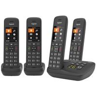 Gigaset C575A Quattro mit 4 schnurlosen Telefonen mit Anrufbeantworter, schwarz