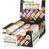 PhD Nutrition Smart Bar Protein Riegel 12 x 64g Gemischte Sorten - High Protein Snack mit 20g Eiweiß und wenig Zucker, Makrofreundlicher Eiweißriegel