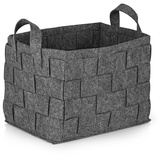N8WERK Filz-Aufbewahrungskorb mit Griff 35x25x25cm | Ideal zur Aufbewahrung von Kaminholz & Zeitschriften | Strapazierfähig & vielseitig | Faltbarer Aufbewahrungskorb zur Lagerung [Dunkelgrau]