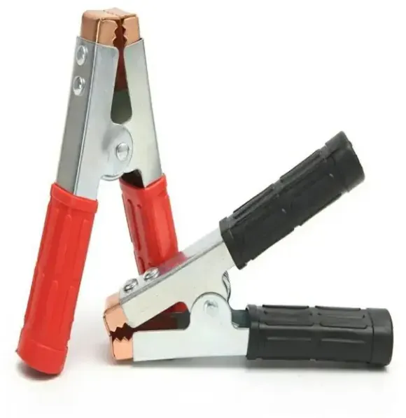 2er-Set isolierte Krokodilklemmen für Autobatterien, kupferbeschichtet, 600 A, rot - schwarz