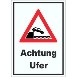 Achtung Ufer Aufkleber A9 (37x52mm)