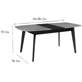 miliboo Ausziehbare Tischplatte 140+40 x 90 cm