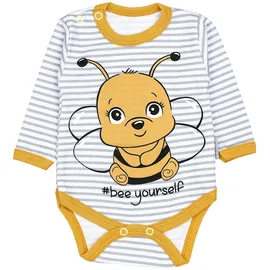 TupTam Baby Set mit Langarmbody Hose & Mütze – 3-teilig, Farbe: Biene Gelb/Streifen grau), Kinder Größe: 68 - 68