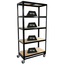 Proregal Kommissionierwagen BÜFFEL Fahrbares Kommissionierregal 192x90x50cm 5 Ebenen Fachlast 50kg 2x mit Feststellbremse