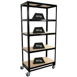 Proregal Kommissionierwagen BÜFFEL Fahrbares Kommissionierregal 192x90x50cm 5 Ebenen Fachlast 50kg 2x mit Feststellbremse