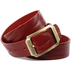 Ledergürtel ANTHONI CROWN, Damen, Gr. 100, rot (dunkelrot), Leder, unifarben, Gürtel, Eindrucksvoller Gürtel mit Schließe in altmessing