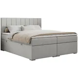 MKS Meble MKS Boxbett, Hellgrau, 2-Sitzer, H3, Rechteckig, 140x200 cm, Schlafzimmer, Betten, Boxspringbetten