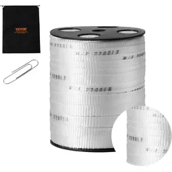 VEVOR Polyester-Zugband, 96,9 m x 1,6 cm, 998 kgf Zugkapazität, bedrucktes Gurtband zum Kabelziehen für Verpackung, Gartenarbeit, gewerbliche Elektrik, Leitungsarbeiten, weiß