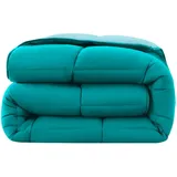 Wometo Steppbett Wende-Design ca. 135x200 cm – türkis & hellblau – buntes Ganzjahres Steppbett (Sommer und Winter) I farbig und ohne extra Bezug verwendbar I Oeko-Tex®, Schlaftextilien, Bettdecken, 4 Jahreszeiten Bettdecken