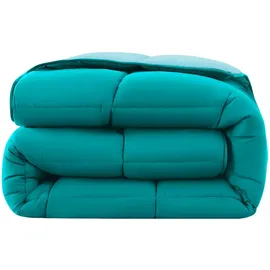 Wometo Steppbett Wende-Design ca. 135x200 cm – türkis & hellblau – buntes Ganzjahres Steppbett (Sommer und Winter) I farbig und ohne extra Bezug verwendbar I Oeko-Tex®, Schlaftextilien, Bettdecken, 4 Jahreszeiten Bettdecken