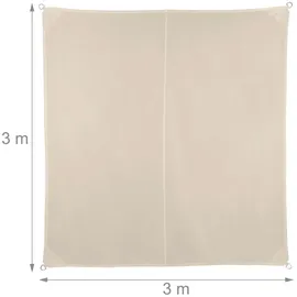 Relaxdays Sonnensegel, Quadrat in Beige, Beige