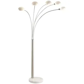 GLOBO Standlampe Stehleuchte dimmbar Glas Strahler Dimmer Stehlampe Wohnzimmer Modern, Marmorsockel, 5x E14, LxBxH 110 x 140 x 210 cm