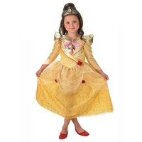 Rubie ́s Kostüm Disney Prinzessin Belle Glanzkostüm für Kinder, Klassische Märchenprinzessin aus dem Disney Universum gelb 104