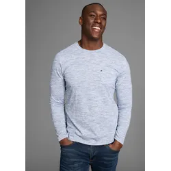 Langarmshirt, Langarmshirt in schmaler Passform, Gr. XXL (60/62), blau melange, , 19996556-XXL