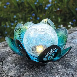 Star Trading Solarleuchte Glas 12,0 cm inkl. Dämmerungssensor grün/blau/silber